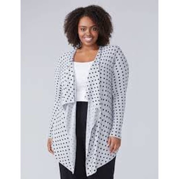 Lane Bryant Gray Polka Dot Open Front 